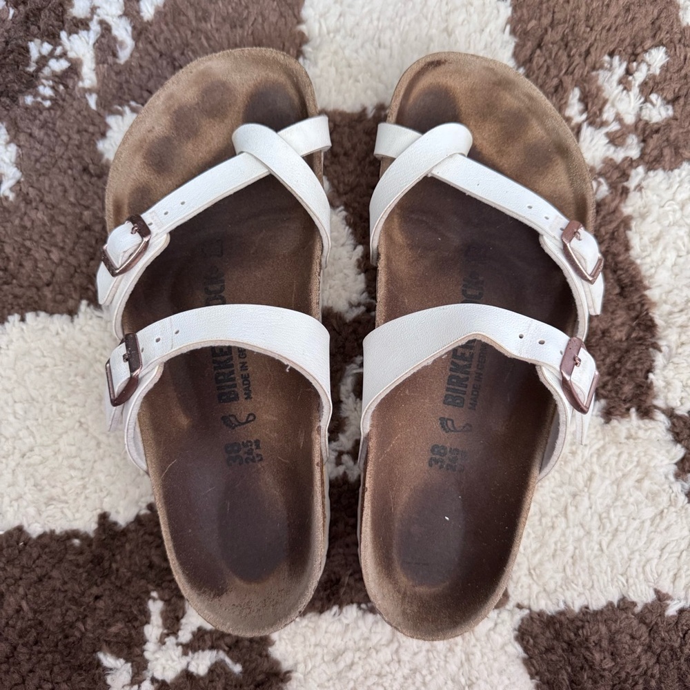 Birkenstock White Cross-Strap Mayari Sandals 38